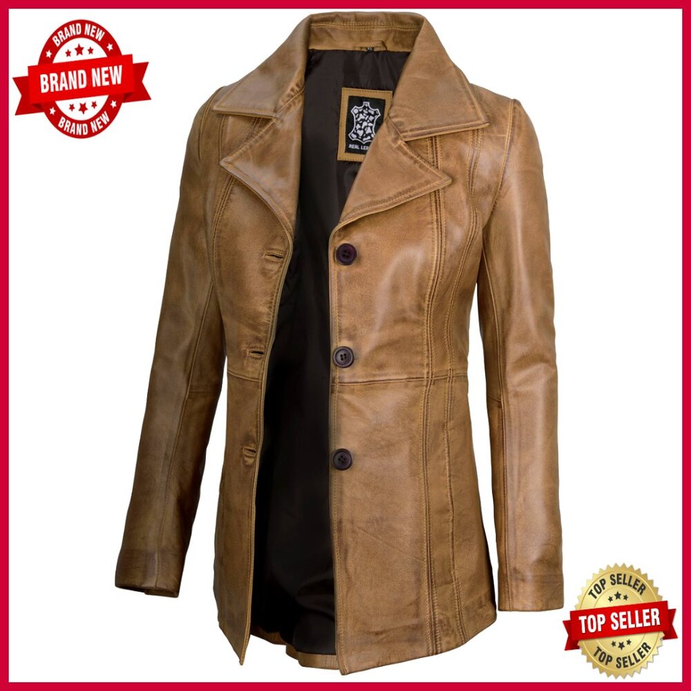 Real Lambskin Leather Blazer Jacket Women's Regular Fit Modern Style